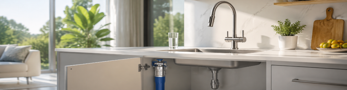 Purificateur d’eau sous évier dans une cuisine moderne